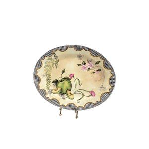 VTG Tracy Porter Orchard 12.5" Green Fruits Flowers Checkered Serving Platter